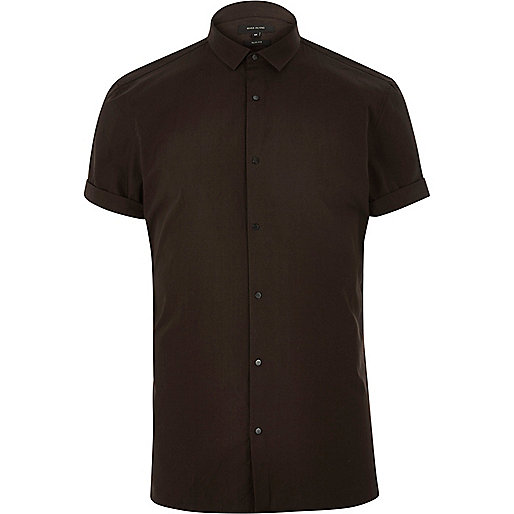 jacques-vertuk Brown short sleeve popper shirt 291262 men Shirts