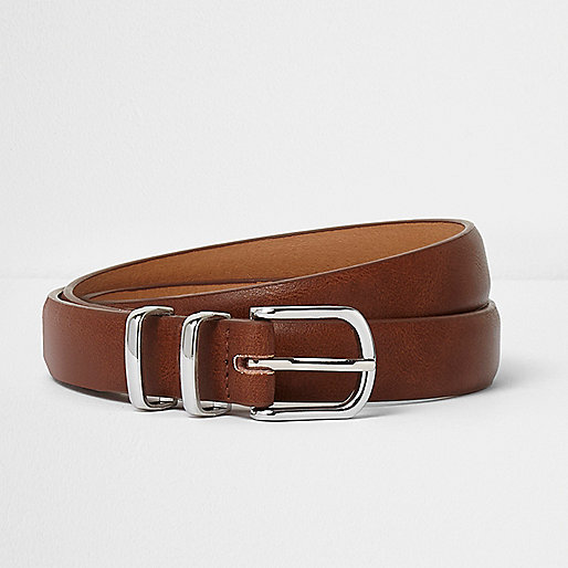 jacques-vertuk Brown silver tone double keeper belt 300665 men Accessories Belts