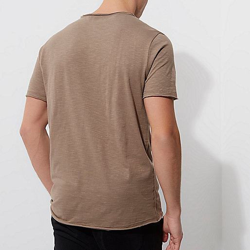 mens coats river island sale,jacques-vertuk UK Sale Brown slim fit pocket T-shirt men 301150