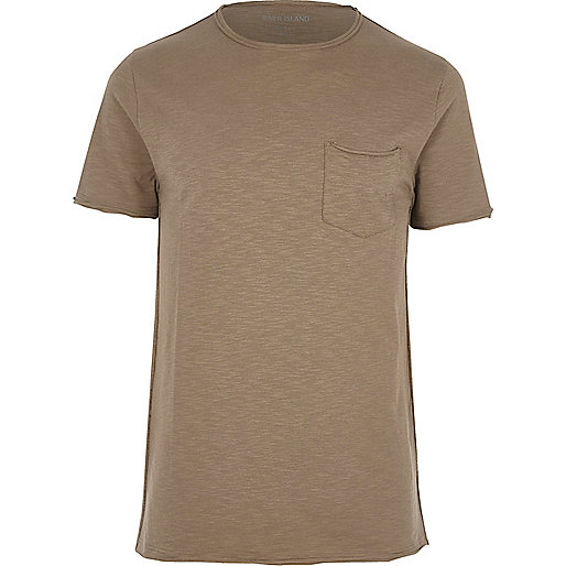 mens coats river island sale,jacques-vertuk UK Sale Brown slim fit pocket T-shirt men 301150