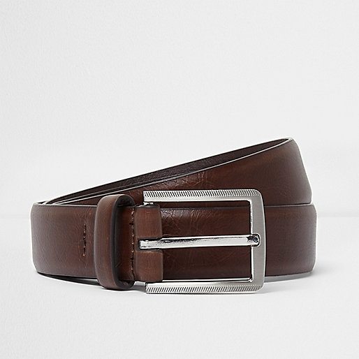 mens black loafers river island,Where Sells jacques-vertuk Brown smart silver tone buckle belt Belts Accessories men