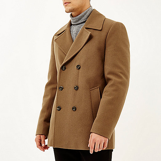 river island work dress,New jacques-vertuk Brown smart wool-blend pea coat Coats / Jackets Sale men