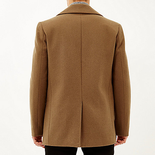 river island st davids,jacques-vertuk Online Brown smart wool-blend pea coat men 287390