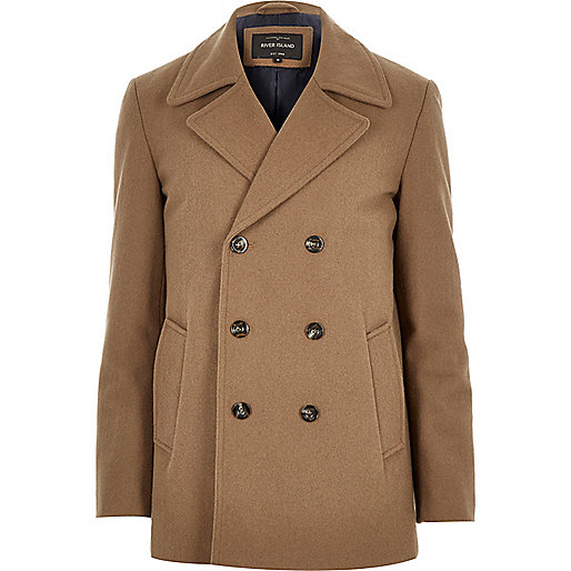 jacques-vertuk Brown smart wool-blend pea coat 287390 men Coats / Jackets