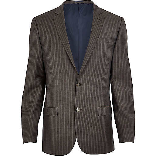 jacques-vertuk Brown stripe slim suit jacket 276182 men Suits