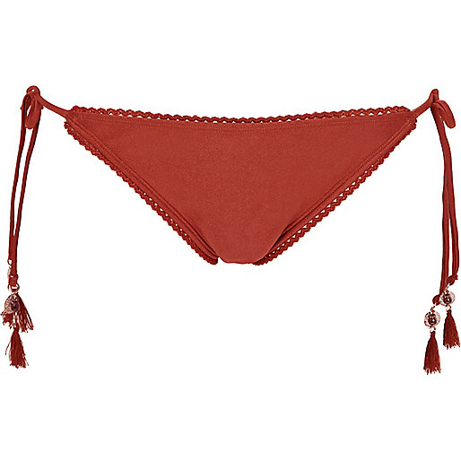 riverislandbag,Who Stocks jacques-vertuk Brown tassel side bikini bottoms Bikinis Sale women