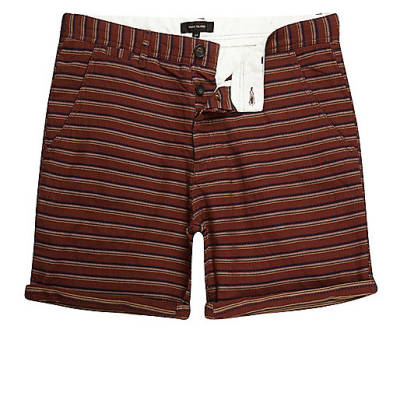 jacques-vertuk Brown textured stripe slim fit chino shorts 302134 men Shorts