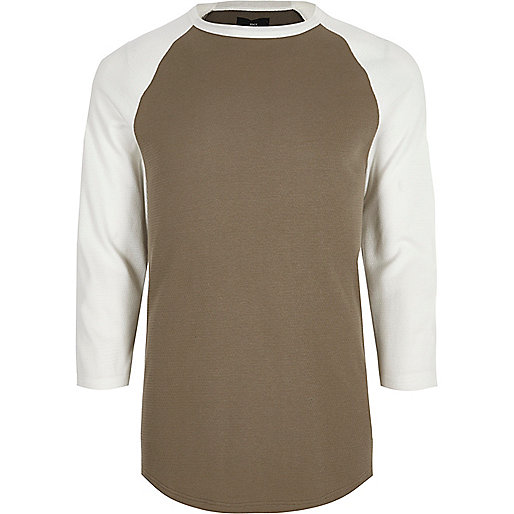 jacques-vertuk Brown three quarter raglan sleeve T-shirt 303882 men T-Shirts / Vests Long Sleeve T-Shirts