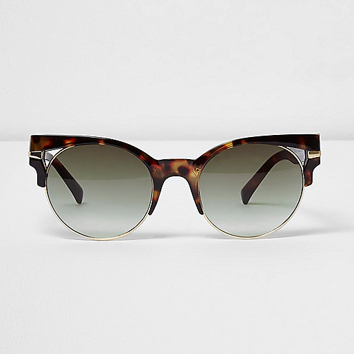 jacques-vertuk Brown tortoiseshell cut out sunglasses 703002 women Sunglasses Retro Sunglasses