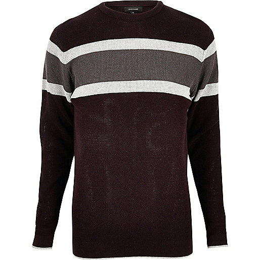 river island trostre,jacques-vertuk South Africa Burgundy block stripe sweater men 296571