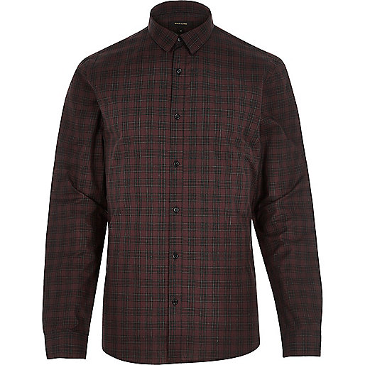 jacques-vertuk Burgundy check slim shirt 290288 men Shirts