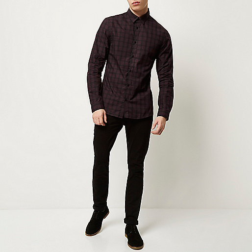 river island mens tops sale,jacques-vertuk Uk Dresses Burgundy check slim shirt Shirts Sale men