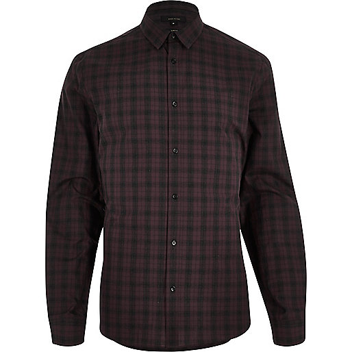 jacques-vertuk Burgundy check slim shirt 291162 men Shirts