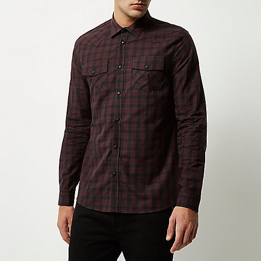 black leather handbags river island,jacques-vertuk Outlet Burgundy check western shirt men 293290