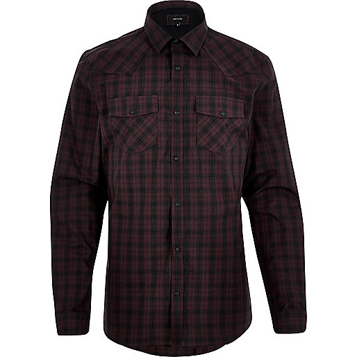 river island petite jackets,jacques-vertuk Uk Website Burgundy check western shirt Shirts Sale men