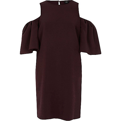 jacques-vertuk Burgundy cold shoulder swing dress 707713 women Dresses Swing Dresses