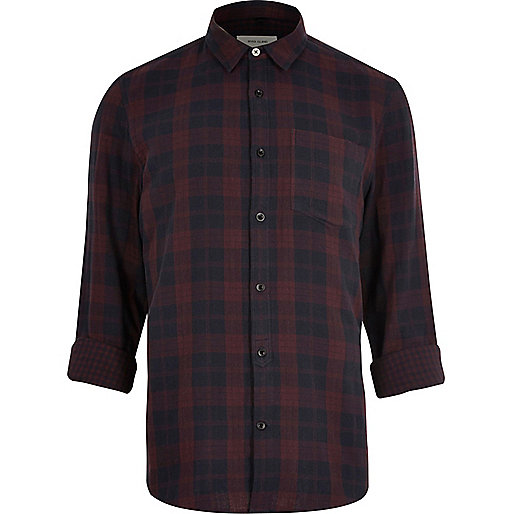 jacques-vertuk Burgundy double faced casual check shirt 294784 men Shirts