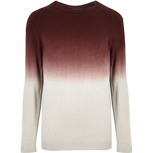 river island castlepoint,jacques-vertuk London Burgundy faded dip dye sweater men 291332