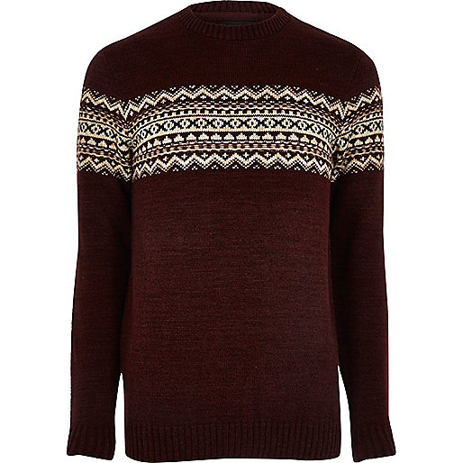 orange tops river island,jacques-vertuk UK Burgundy fairisle knit sweater men 298698