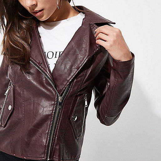 river island faux fur cuff coat,jacques-vertuk Womens Dressing Gowns Burgundy faux fur trim biker jacket Jackets Coats / Jackets women