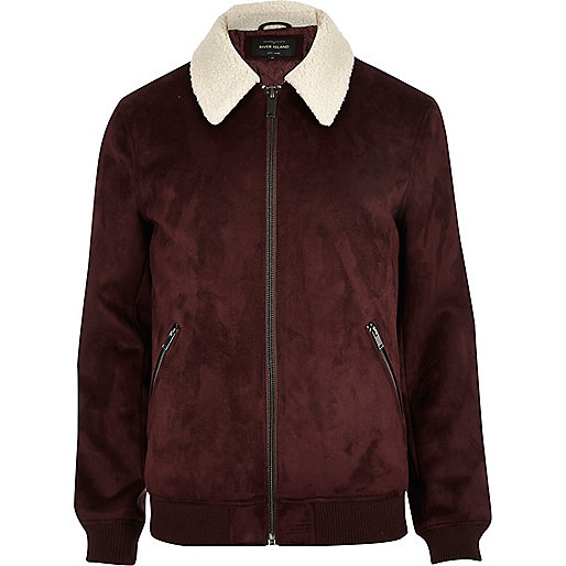 jacques-vertuk Burgundy faux suede fleece collar jacket 295192 men Coats / Jackets