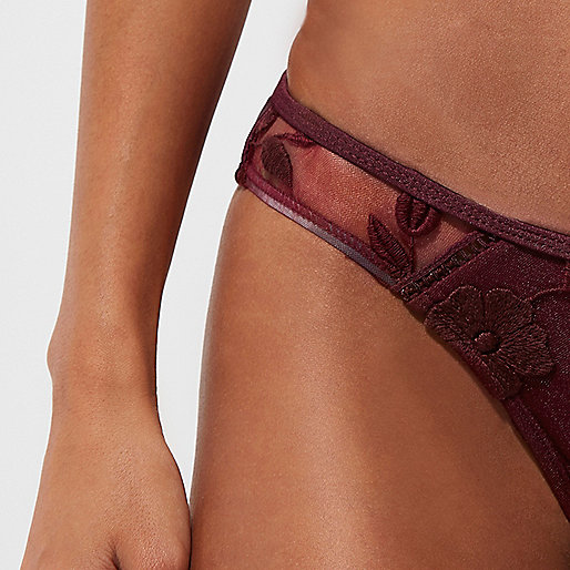 river island brown sandals,jacques-vertuk London Burgundy floral mesh low rise bikini bottoms women 706294