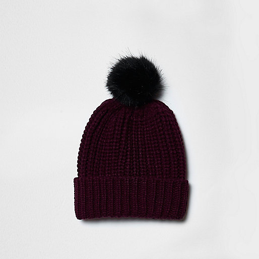 jacques-vertuk Burgundy knit bobble hat 699013 women Accessories Hats