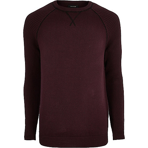 jacques-vertuk Burgundy knit raglan sleeve sweater 299618 men Jumpers / Cardigans