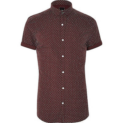 river island black dress white collar,jacques-vertuk Stores Burgundy polka dot short sleeve shirt men 302107