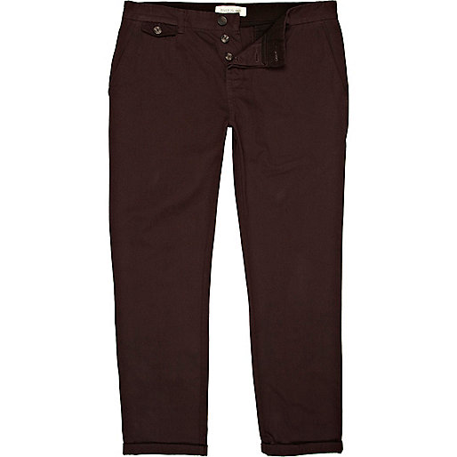 jacques-vertuk Burgundy slim leg rolled up chinos 265981 men Trousers