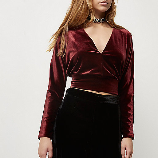 river island animal print wrap dress,Fashion jacques-vertuk Burgundy velvet wrap crop top Tops Sale women