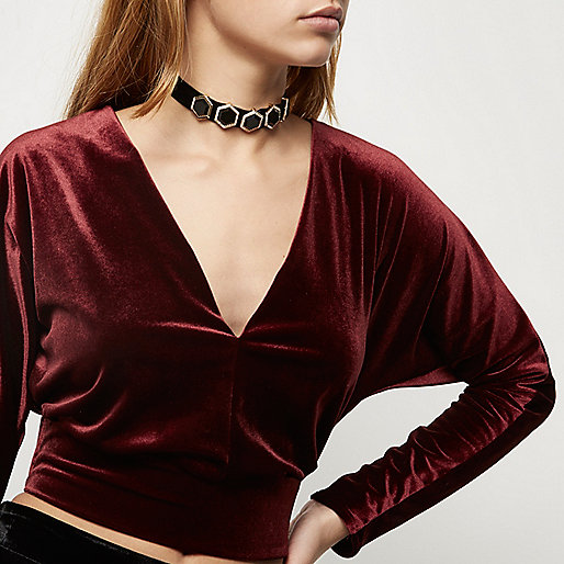 river island animal print wrap dress,Fashion jacques-vertuk Burgundy velvet wrap crop top Tops Sale women