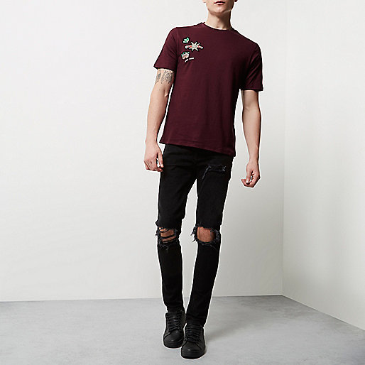 river island purse won t open,jacques-vertuk Stores Burgundy Xmas badge detail T-shirt men 298237