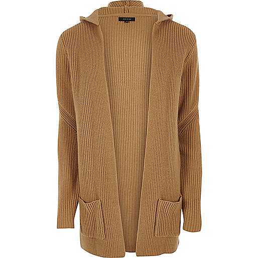 river island going out dresses,jacques-vertuk Outlet Camel brown open hooded longline cardigan men 299060