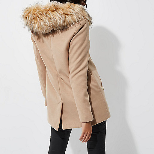 river island green loafers,New jacques-vertuk Camel faux fur trim hooded biker coat Coats Coats / Jackets women