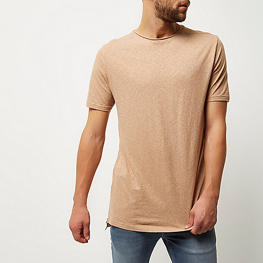 river island khaki boots,Old Stock jacques-vertuk Camel longline crew neck T-shirt T-Shirts / Tanks Sale men