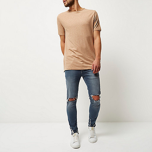 river island khaki boots,Old Stock jacques-vertuk Camel longline crew neck T-shirt T-Shirts / Tanks Sale men