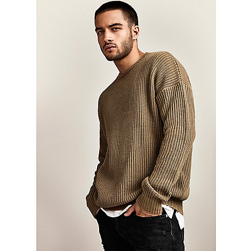 jacques-vertuk Camel oversized fisherman sweater 303412 men Jumpers / Cardigans Jumpers