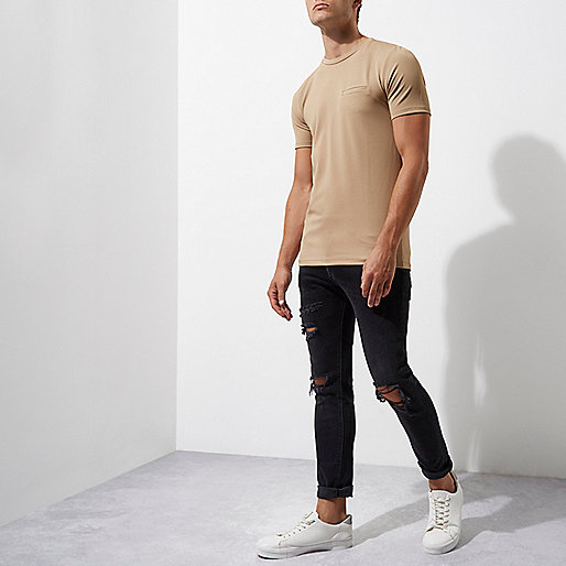 river island braehead,jacques-vertuk Womens Boots Uk Camel slim fit chest pocket T-shirt T-shirts T-Shirts / Tanks men