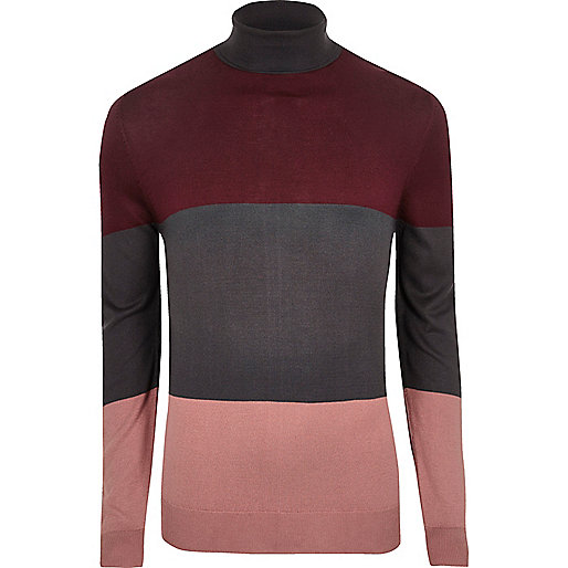 jacques-vertuk Charcoal grey color block roll neck sweater 299210 men Jumpers / Cardigans