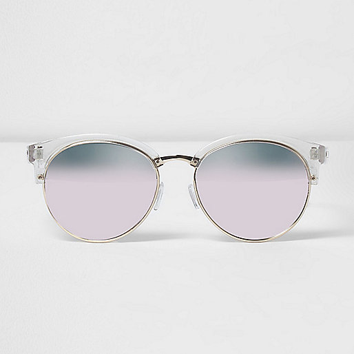 jacques-vertuk Clear half frame pink lens sunglasses 702999 women Sunglasses Retro Sunglasses