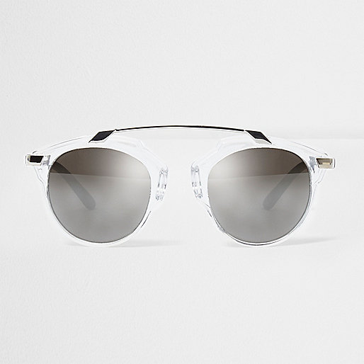 jacques-vertuk Clear round silver brow bar sunglasses 301805 men Sunglasses Round Sunglasses