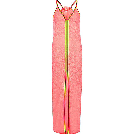 jacques-vertuk Coral burnout jersey trim maxi beach dress 703768 women Swimwear / Beachwear Kaftans / Cover-Ups