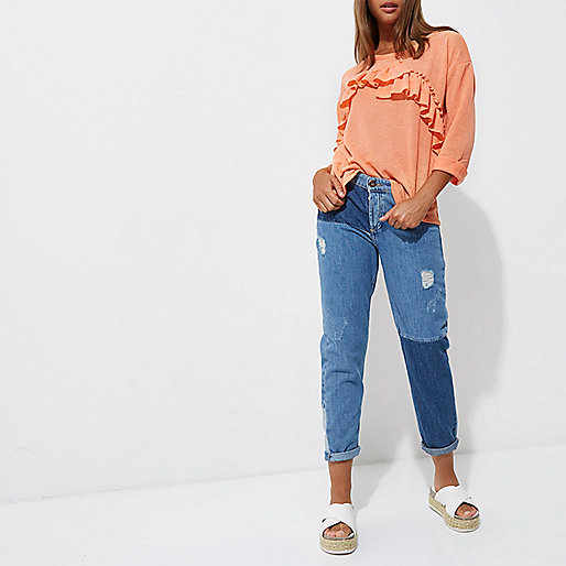 river island mens black loafers,jacques-vertuk New Season Coral orange frill front top Plain T-Shirts / Tanks T-Shirts & Tanks Tops women