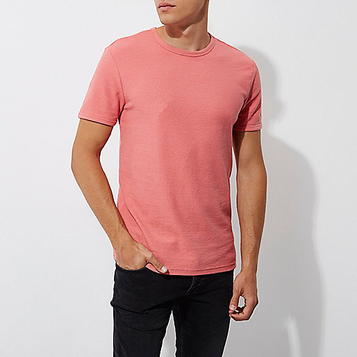 river island tweed coat,jacques-vertuk Stores Coral orange waffle slim fit T-shirt men 302022