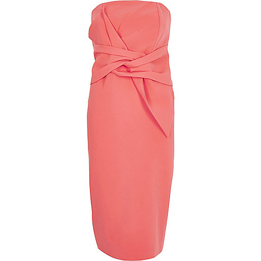 jacques-vertuk Coral twist bandeau bodycon dress 707558 women Dresses Bodycon Dresses