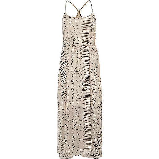 river island beige monogram bag,jacques-vertuk Online Cream abstract print maxi slip dress women 707800