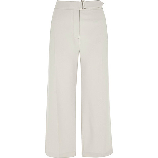 jacques-vertuk Cream belted culottes 706816 women Trousers Wide Leg Trousers