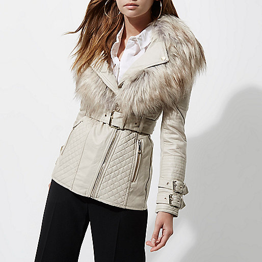 river island dress size,jacques-vertuk Store Sale Cream belted faux fur collar biker jacket Jackets Coats / Jackets women