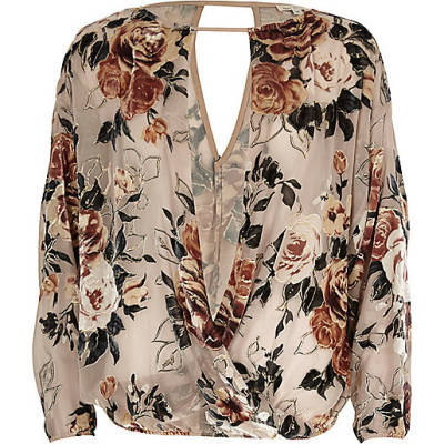 jacques-vertuk Cream burnout floral split sleeve top 708266 women Tops Blouses